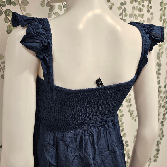 NWOT Women's Boho Me Smocked Midi Dress XS Navy Rayon - Picture 9 of 10